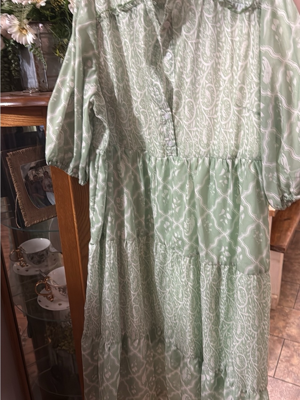 Umgee Sage Paisley Tiered Midi Dress